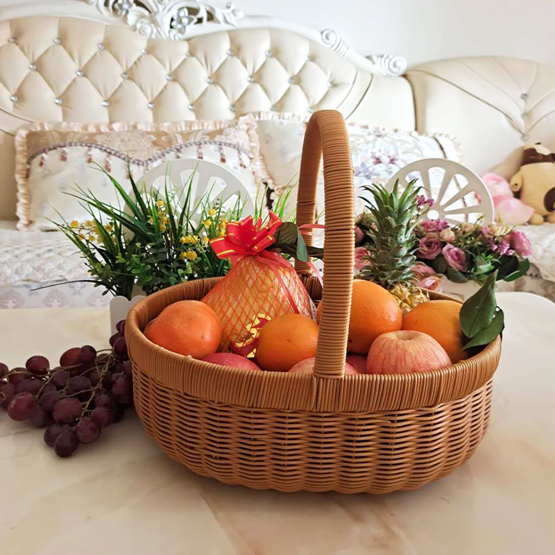 仿藤编提手收纳铁架加固野餐