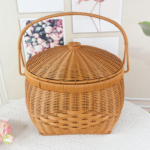 结婚收纳提篮圆形家用购物野餐篮