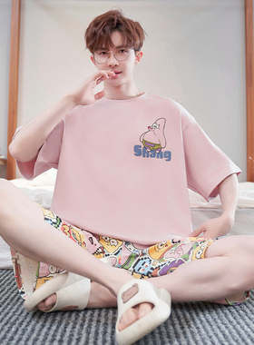 男士睡衣夏季2026新款短袖纯棉薄款卡通动漫派大星学生家居服套装