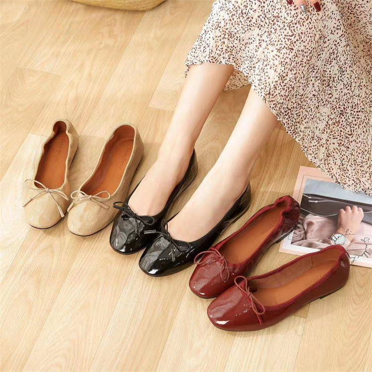 舒适软鹿皮软底蝴蝶结平底单鞋