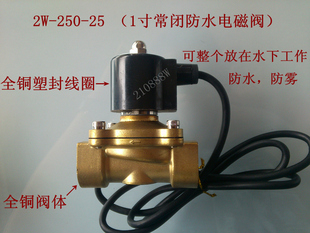 2W250 喷泉室外专用 25G 25防水水阀 AC220V 1寸防水电磁水阀