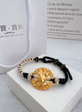 黑绳铃兰花消防主题编织领花手链送蓝朋友消嫂饰品创意特色礼物