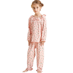 朵熙儿 女童家居服纯棉儿童长袖套装小女孩中大童春夏季睡衣