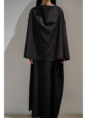 GNAY春夏新款新中式斜襟黑色一粒扣显瘦长袖女士上衣