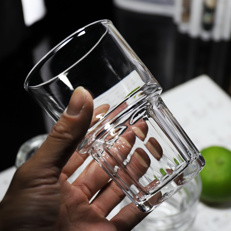 美国可叠玻璃杯咖啡厅拿铁咖啡杯