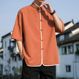 2024夏款风仿麻汉服短袖衬衫414-H008-F60，男装衬衫，四季星座414