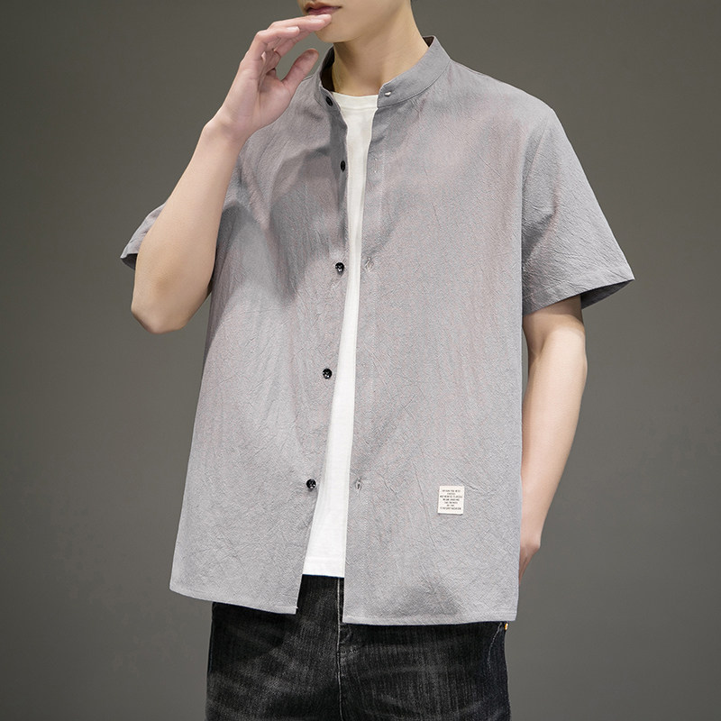 2024春夏新款男风复古短袖大码衬衫上衣414-H002-F38,男装衬衫,四季星座414