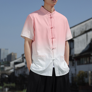 2024风男新款盘扣开衫短袖衬衫414-CS001-P45图片