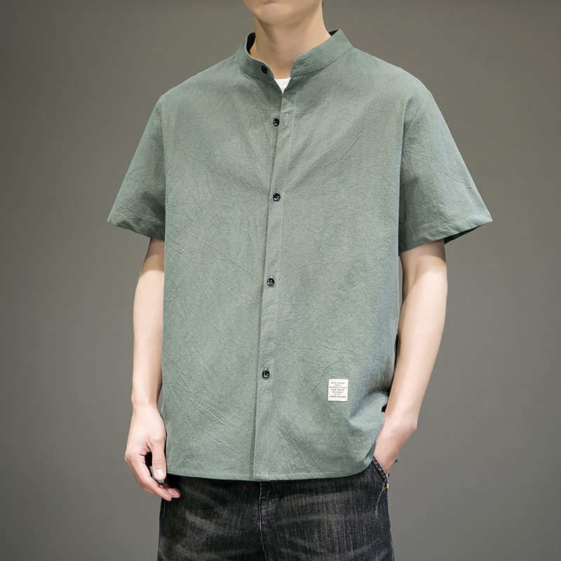 2024春夏新款男风复古短袖大码衬衫上衣414-H002-F38,男装衬衫,四季星座414