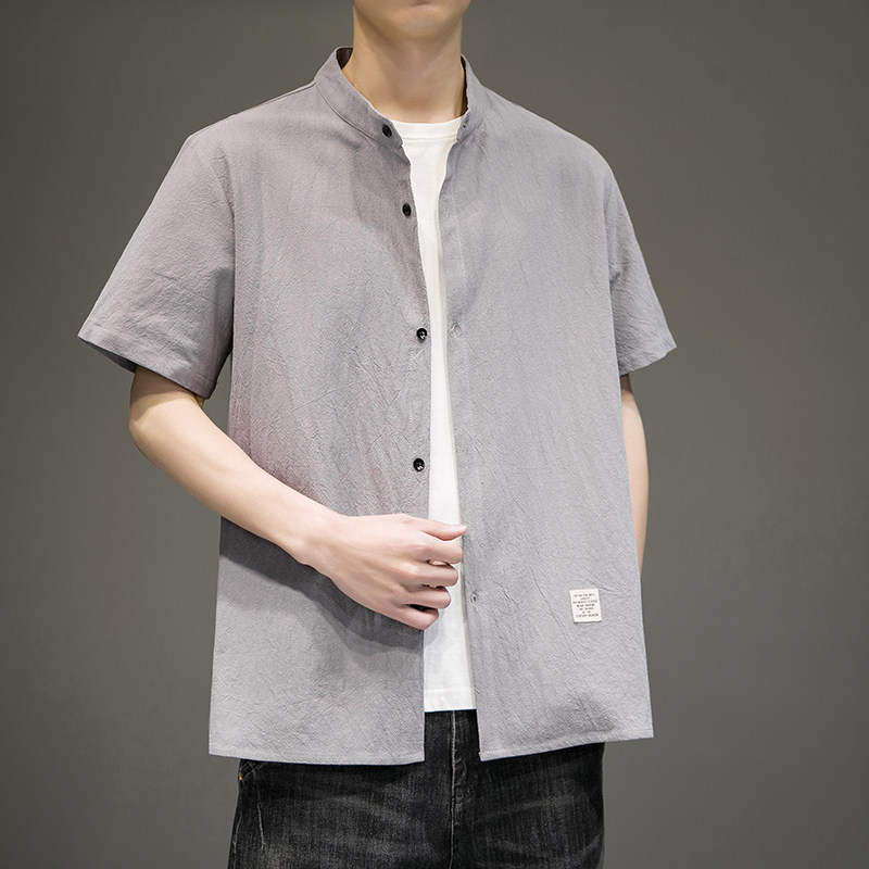 2024春夏新款男风复古短袖大码衬衫上衣414-H002-F38,男装衬衫,四季星座414