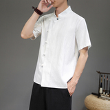 风春夏款男士民族风斜门襟盘扣长袖衬衫414-H39-P45，男装衬衫，四季星座414