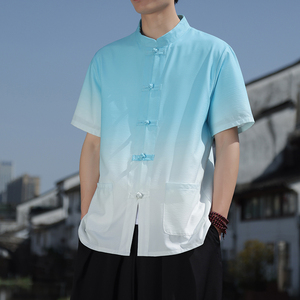 2024新风男新款盘扣开衫短袖衬衫414-CS001-P45图片