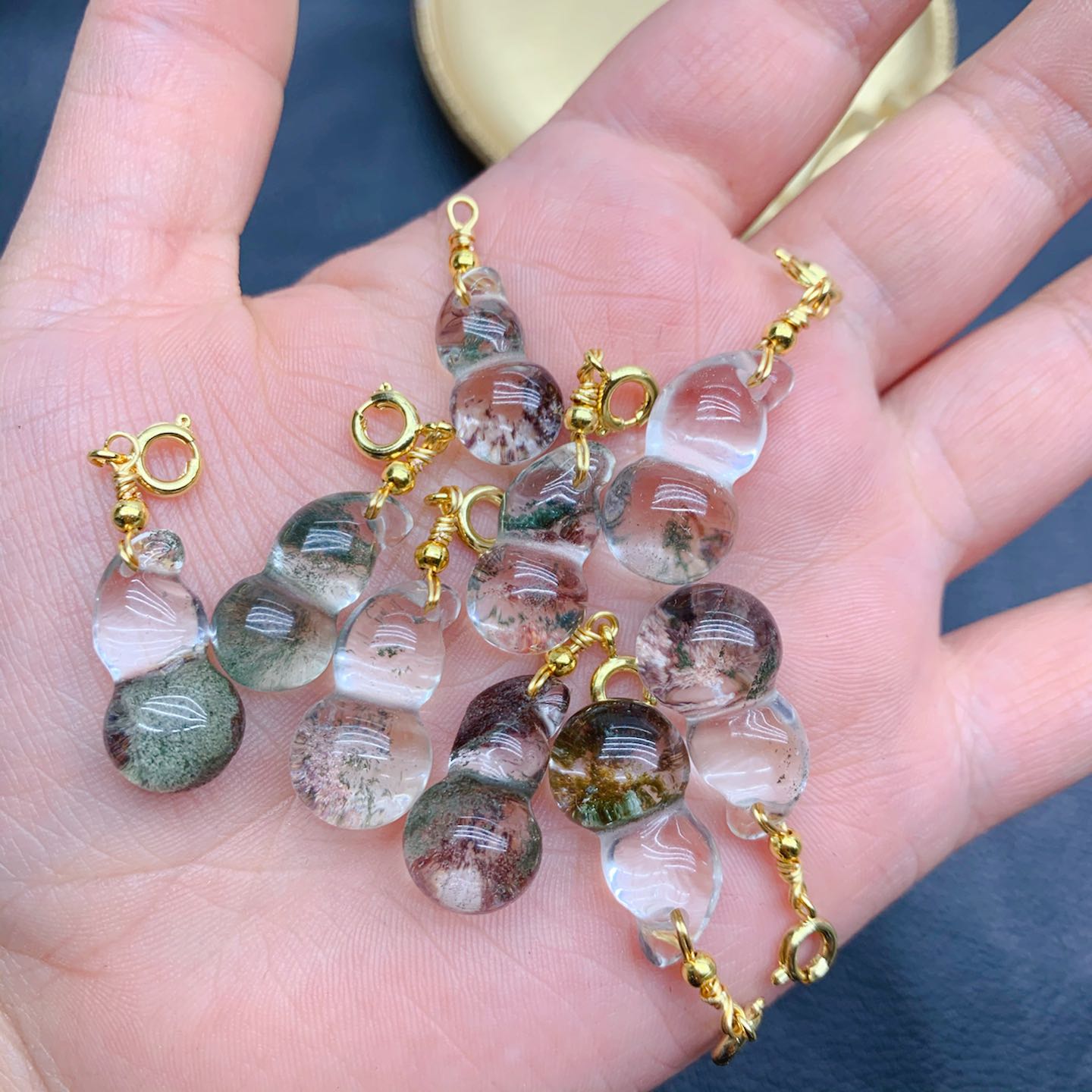 新品天然绿幽灵葫芦随意扣礼吊坠