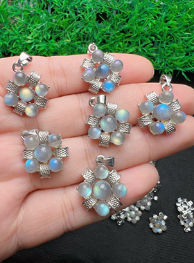 天然灰月光吊坠月光石拉长石精致百搭可爱礼物女