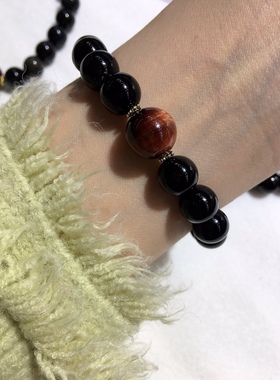 特价天然黑曜石手链手串虎眼石精致百搭礼物包邮