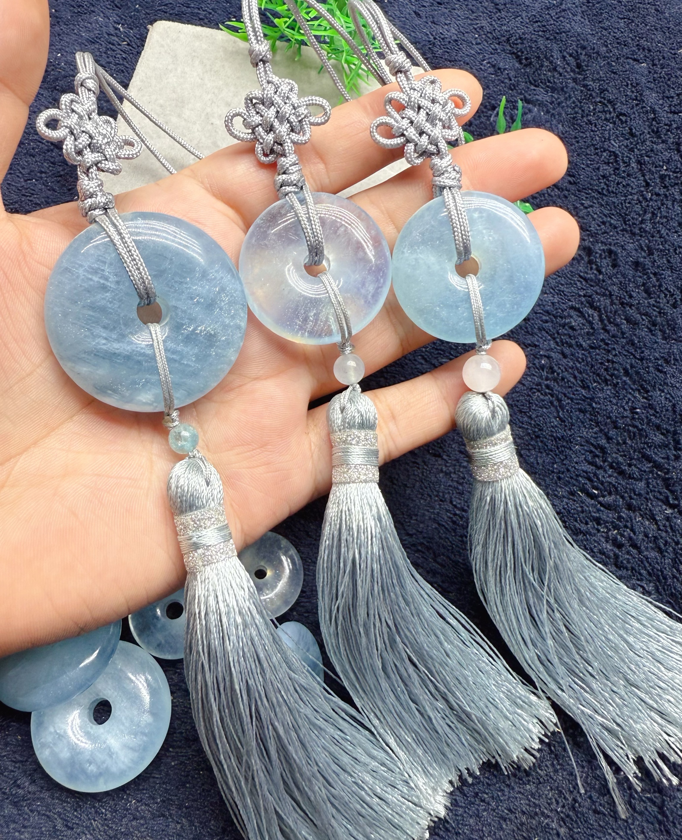 天然海蓝宝平安扣福禄车挂水晶饰品汽车挂件挂饰福禄车挂