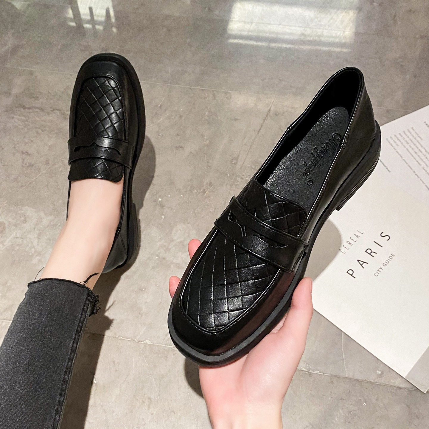 工作鞋女黑色久站不累脚软底上班单鞋厚底皮鞋大码乐福鞋41到43夏,女鞋,深口单鞋,淘宝优惠券,粉丝福利购,淘宝优惠卷