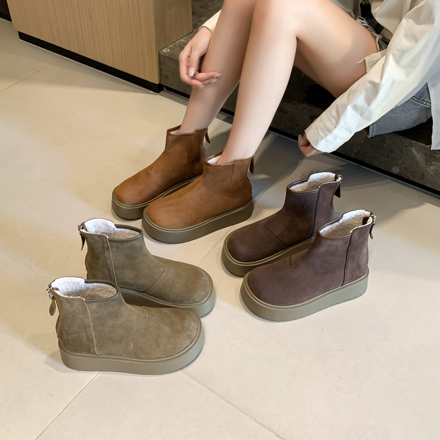 厚底雪地靴女冬季保暖