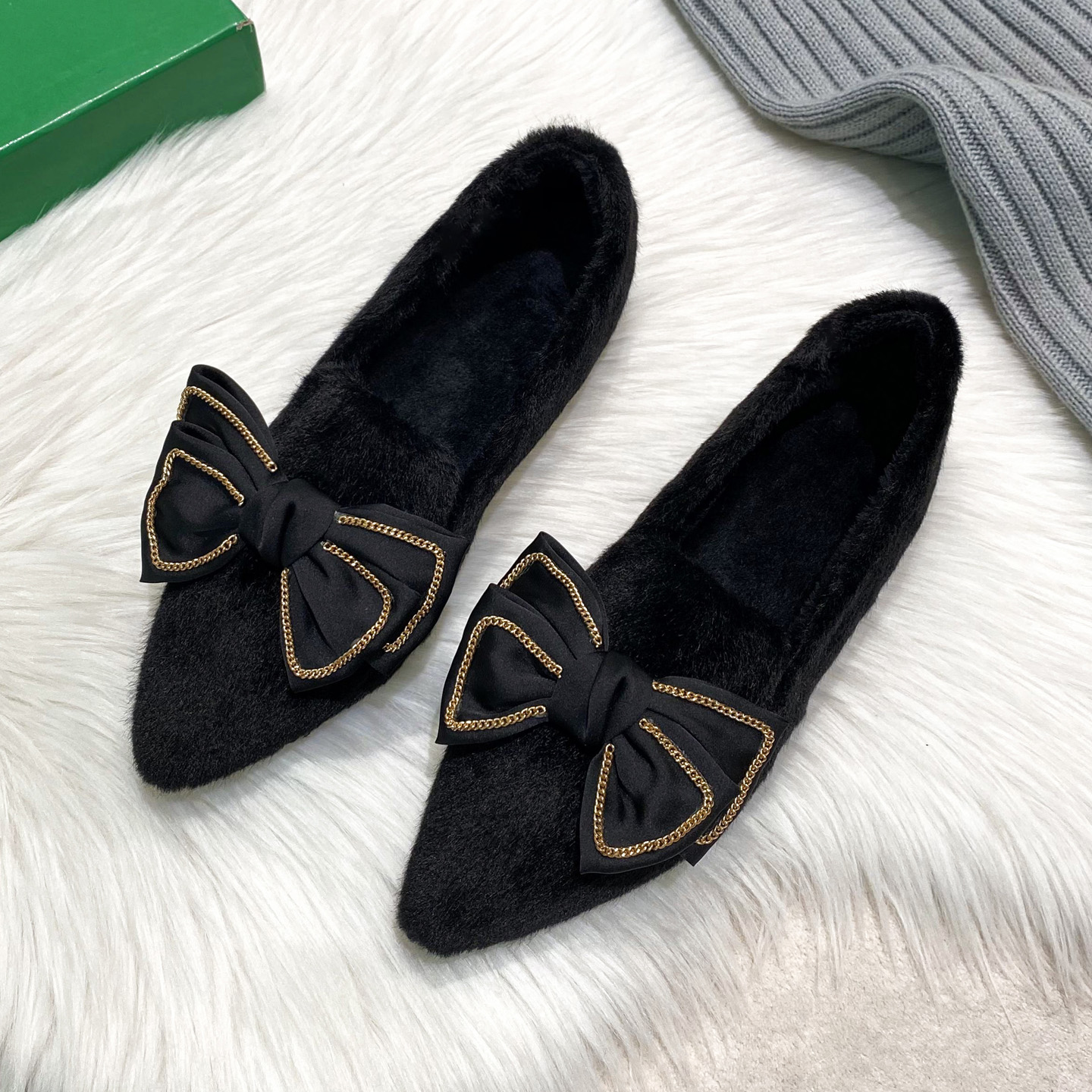 尖头毛毛鞋女秋冬外穿