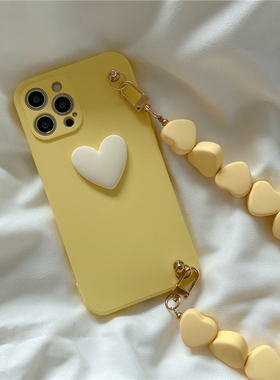 减龄显白适用华为mate60pro手机壳奶油黄少女爱心p50E手提链子p30荣耀magic5时尚p40pro+硅胶软壳p60Art防摔