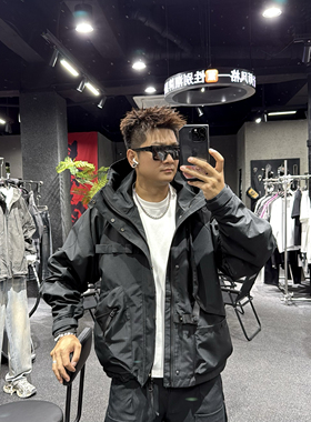 2025秋冬新款棉衣工装连帽夹克外套美式机能风户外冲锋衣男士棉服