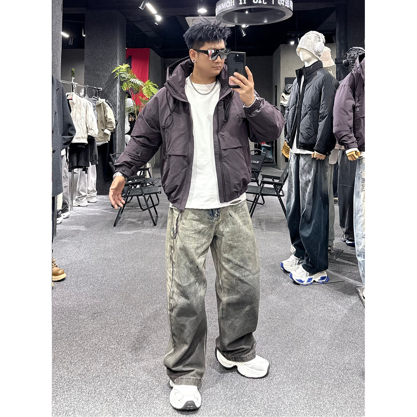 冬季新款连帽羽绒服男女潮牌工装90白鸭绒短款外套情侣高级感上衣