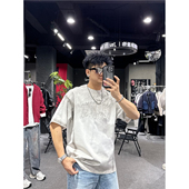 2026春季 T恤男女痞帅宽松落肩纯棉潮牌半袖 美式 重磅字母印花短袖