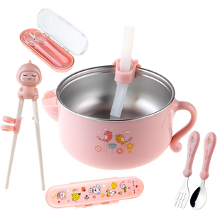 宝宝注水保温碗儿童餐具套装吃饭辅食碗防摔防烫婴儿不锈钢吸盘碗