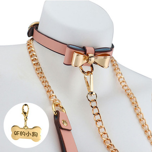 刻字狗牌猫爪金领蝴蝶结puppy铃铛choker项圈女颈带情侣有趣甜酷