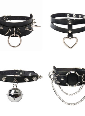 项圈女颈带禁欲系牵引绳柳钉朋克