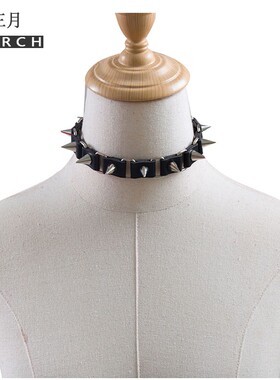 pu皮质暗黑风禁欲朋克项圈男女