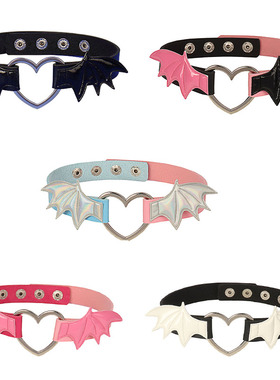 pu皮项圈小恶魔蝙蝠翅膀女