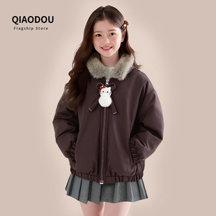 女童加绒外套2025新款秋冬加厚女孩独特漂亮小外套儿童冬装巨好看