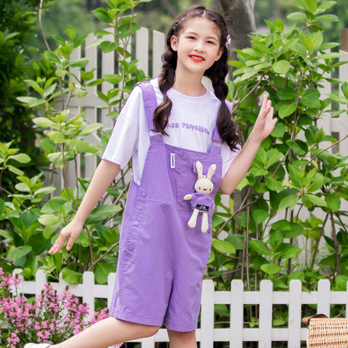 女童夏装背带裤套装韩版纯棉