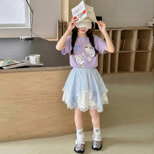 女童套装夏装2026新款洋气小女孩短袖裙子两件套儿童薄款透气夏季