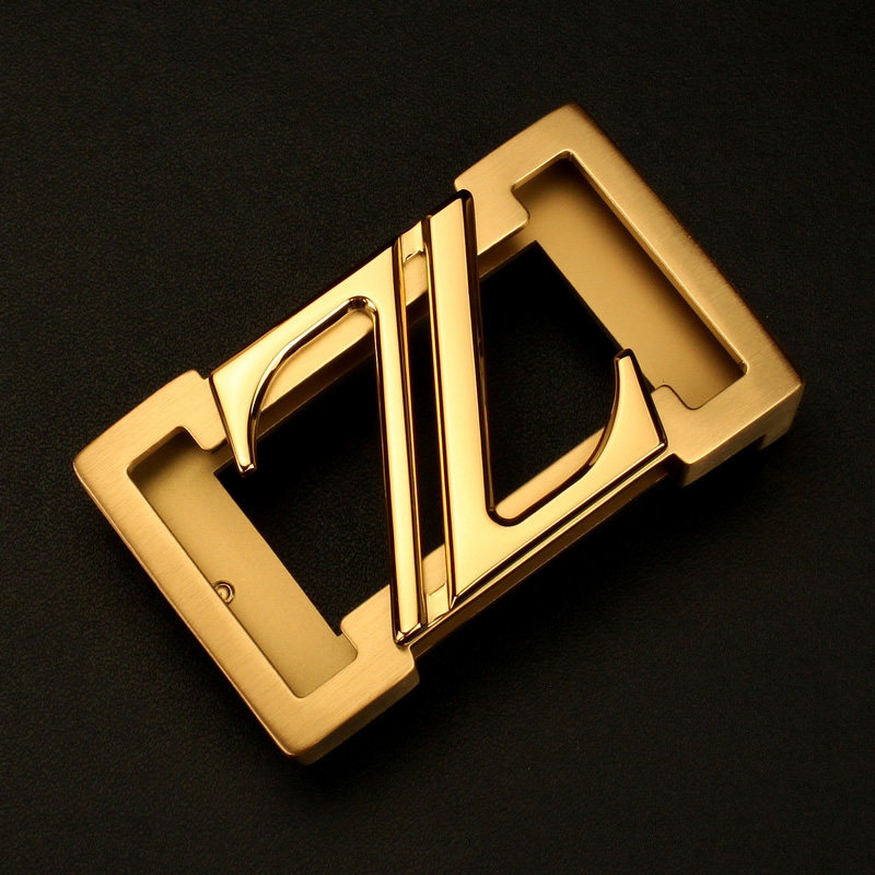 新款字母板扣皮带扣头平滑扣皮带头男裤带头 内穿不锈钢腰带3.8配