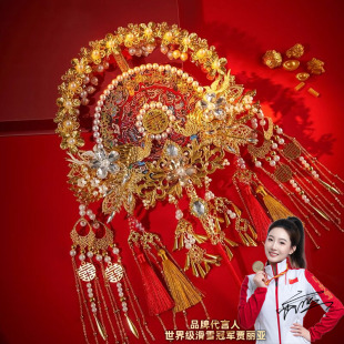 中式双面双色团扇新娘结婚diy材料包出嫁手工秀禾喜扇高级感重工