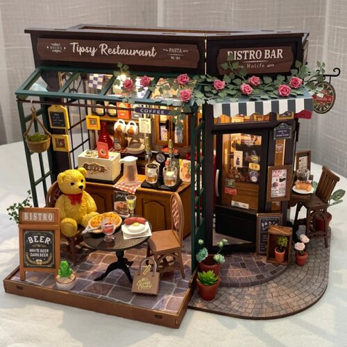小熊餐吧手工diy小屋微缩场景
