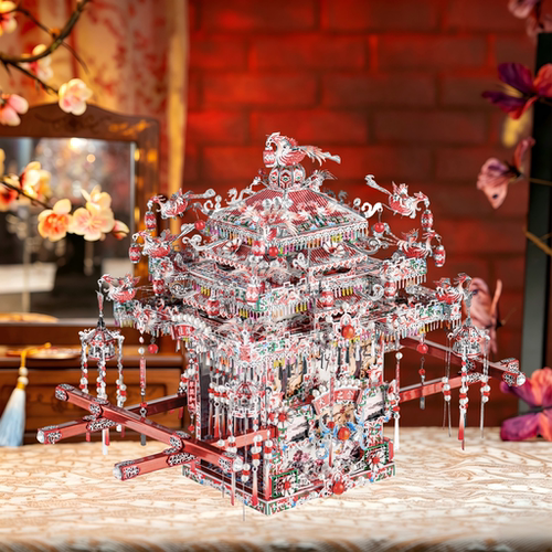 十里红妆花轿金属拼装模型3D立体手工diy立体拼图创意摆件结婚礼