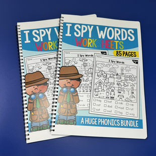 自然拼读phonics幼儿一年级英语练习看图记背查找单词涂色作业纸