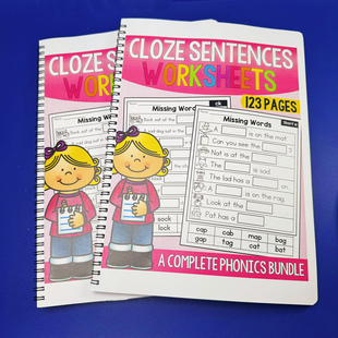 单词填空题完成句子幼儿小学英语自然拼读phonice阅读理解涂色本