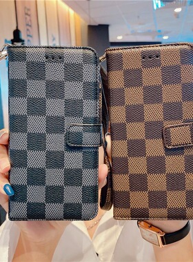 适用三星S25FE手机壳s23翻盖s24+男士s21保护套s20格子galaxy防摔note10lite硅胶软全包边s9奢华女a12皮套a51