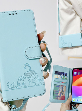 适用红米note14手机壳r翻盖式k40小米pocox7皮套M7PRO保护套f6斜跨背带x6挂绳x5防摔m6全包turbo3硅胶13C女5g