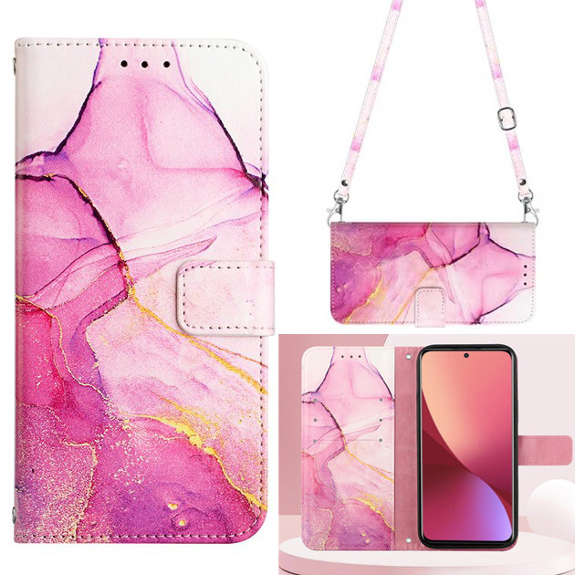 大理石纹理手机壳realme挂绳皮套