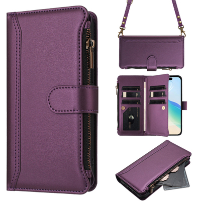 推荐时尚拉链插九卡手机套带挂绳