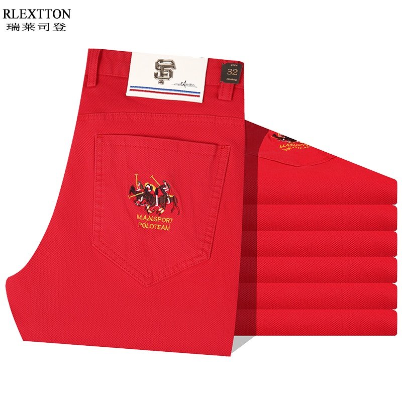 polo本命年红色保罗品牌休闲裤