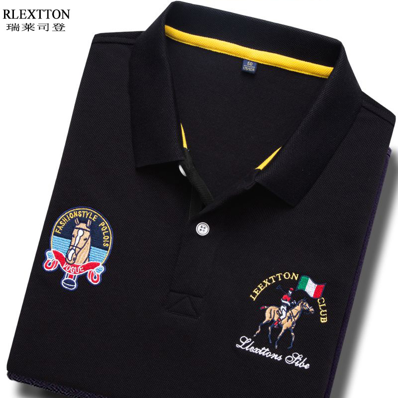 夏季纯棉短袖翻领t恤男装polo衫国际大码品牌上衣服保罗T有领带领