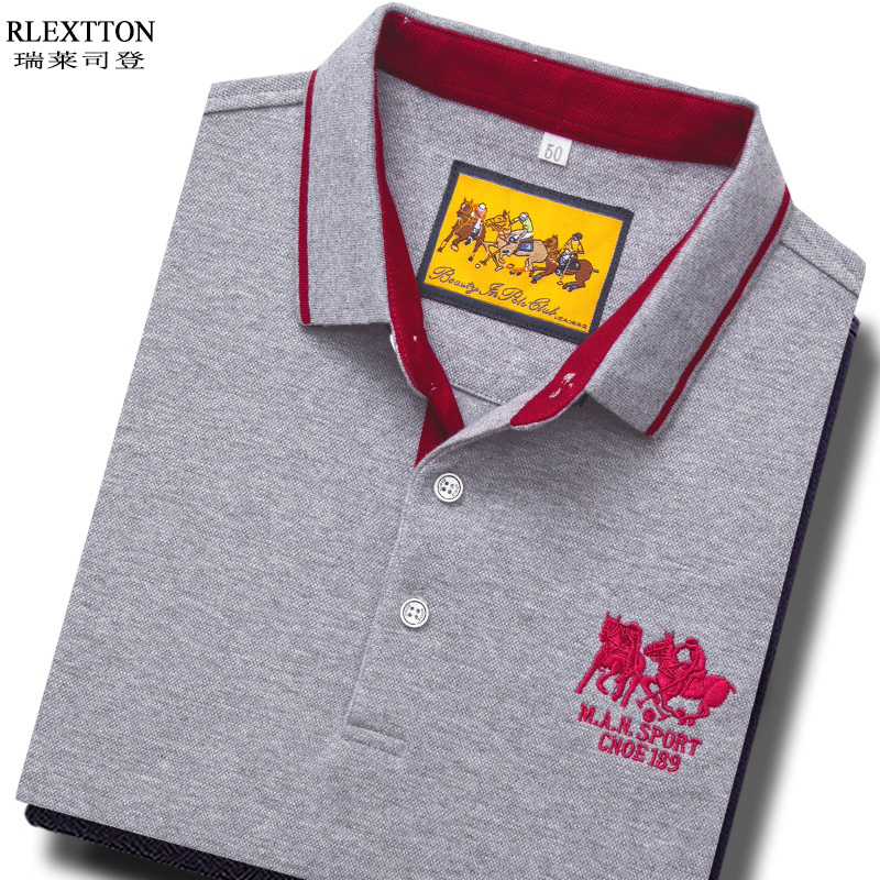 夏季短袖T恤男翻领POLO保罗衫中年爸爸装宽松大码半袖T上衣服纯棉