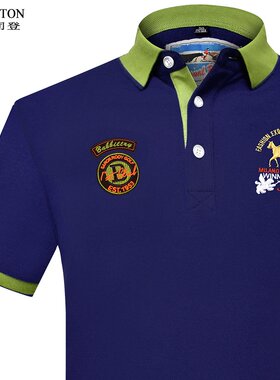 高端男士刺绣T恤短袖POLO衫夏季