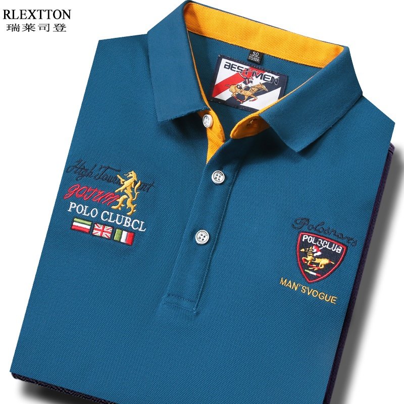 体恤刺绣长袖T恤男装春季POLO衫高端纯棉翻领上衣男士休闲春装潮